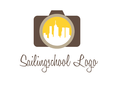 skyscrapers in camera lens photography logo