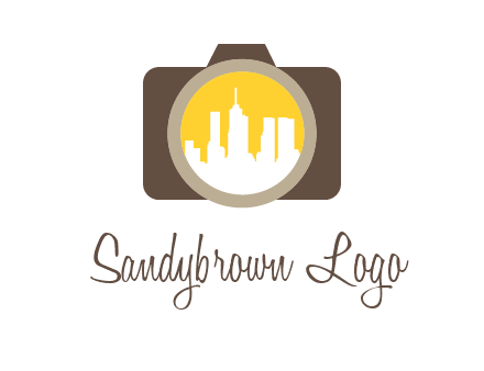skyscrapers in camera lens photography logo