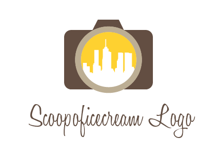 skyscrapers in camera lens photography logo
