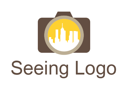 skyscrapers in camera lens photography logo