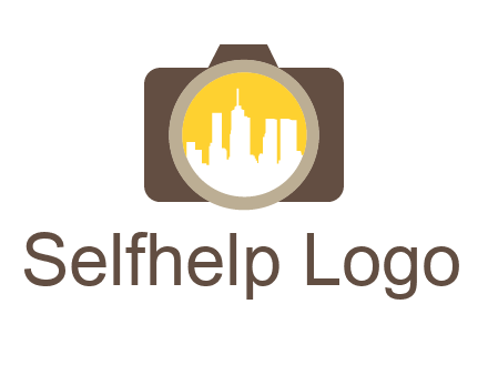 skyscrapers in camera lens photography logo
