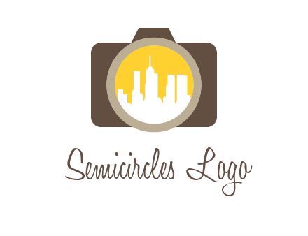 skyscrapers in camera lens photography logo