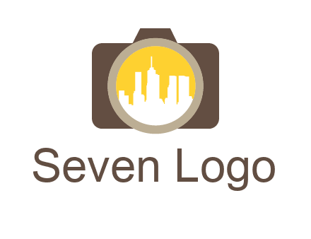 skyscrapers in camera lens photography logo