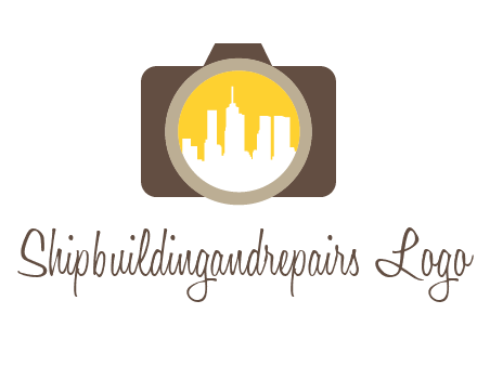 skyscrapers in camera lens photography logo