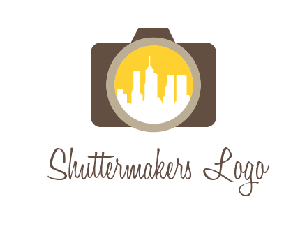 skyscrapers in camera lens photography logo