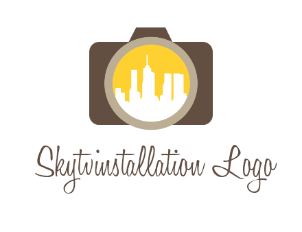 skyscrapers in camera lens photography logo