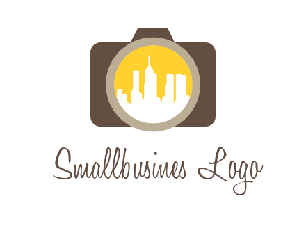skyscrapers in camera lens photography logo