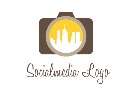 skyscrapers in camera lens photography logo