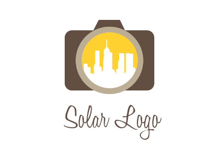 skyscrapers in camera lens photography logo