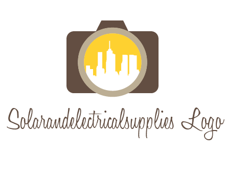 skyscrapers in camera lens photography logo