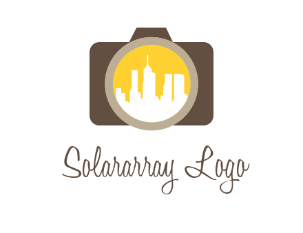 skyscrapers in camera lens photography logo