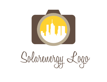 skyscrapers in camera lens photography logo