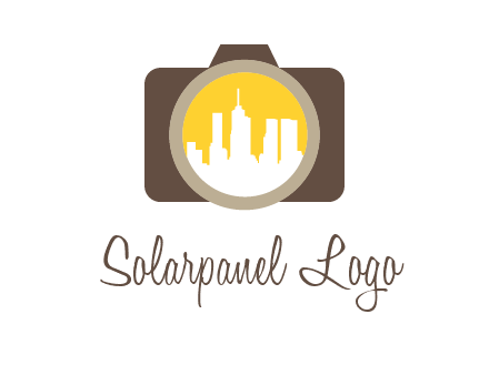 skyscrapers in camera lens photography logo