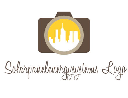 skyscrapers in camera lens photography logo