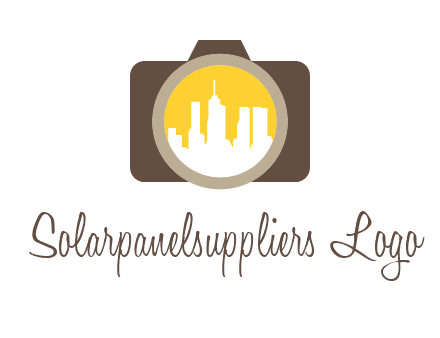 skyscrapers in camera lens photography logo