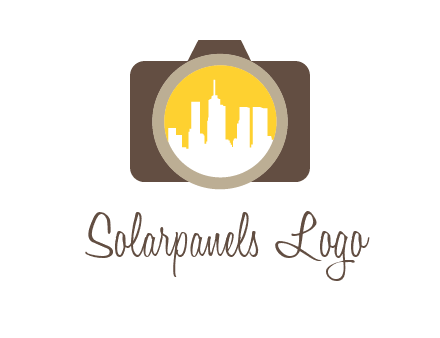 skyscrapers in camera lens photography logo