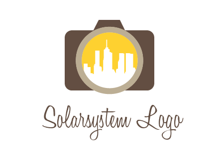 skyscrapers in camera lens photography logo