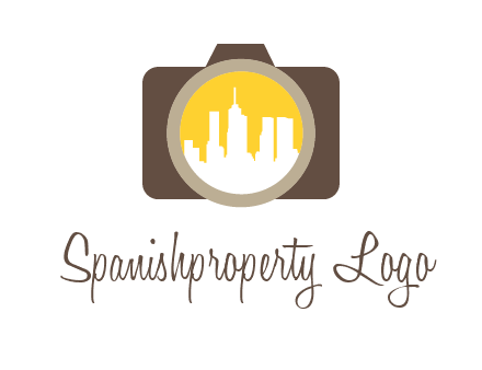 skyscrapers in camera lens photography logo