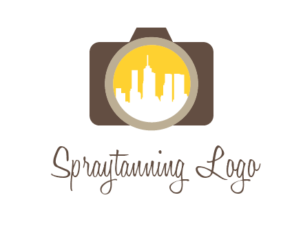 skyscrapers in camera lens photography logo