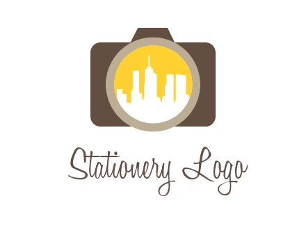 skyscrapers in camera lens photography logo