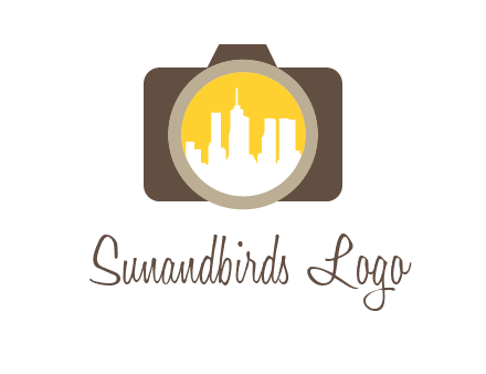 skyscrapers in camera lens photography logo