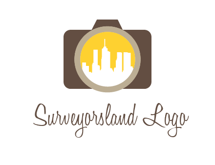 skyscrapers in camera lens photography logo