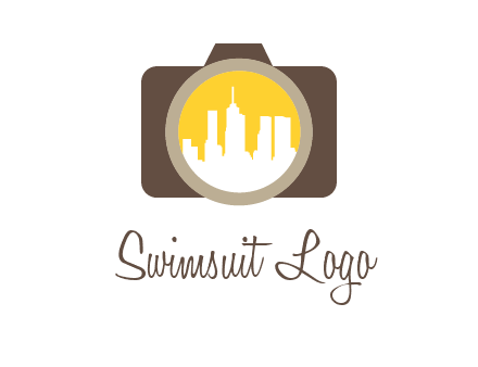 skyscrapers in camera lens photography logo