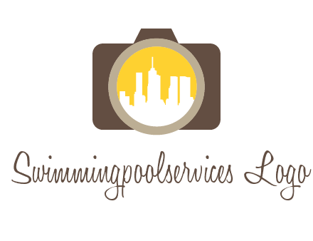 skyscrapers in camera lens photography logo