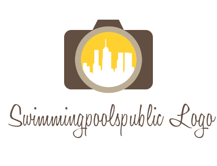 skyscrapers in camera lens photography logo