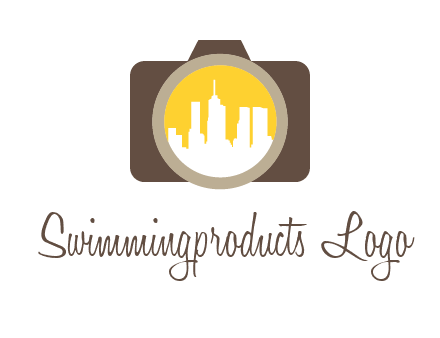 skyscrapers in camera lens photography logo