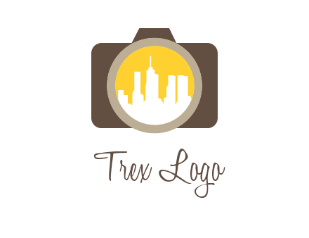 skyscrapers in camera lens photography logo