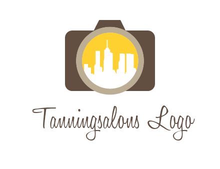 skyscrapers in camera lens photography logo