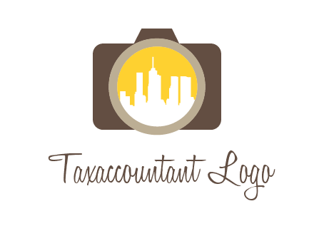 skyscrapers in camera lens photography logo
