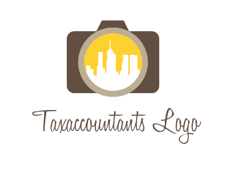 skyscrapers in camera lens photography logo