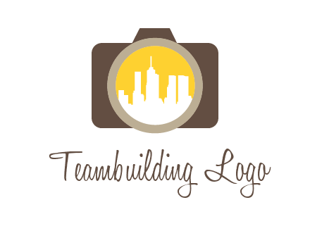 skyscrapers in camera lens photography logo