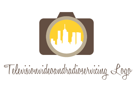 skyscrapers in camera lens photography logo