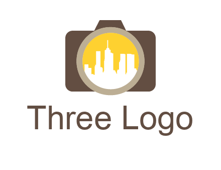 skyscrapers in camera lens photography logo