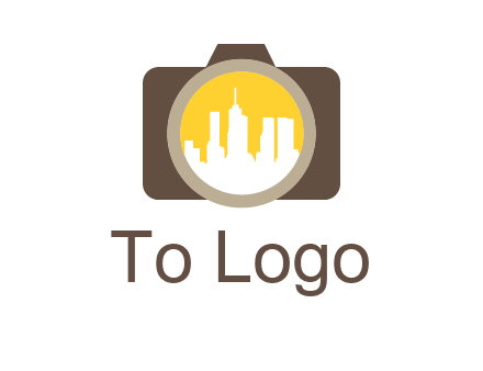 skyscrapers in camera lens photography logo
