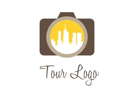 skyscrapers in camera lens photography logo