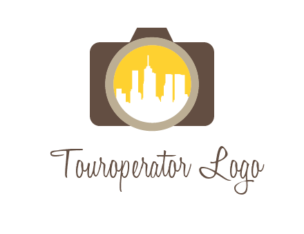 skyscrapers in camera lens photography logo