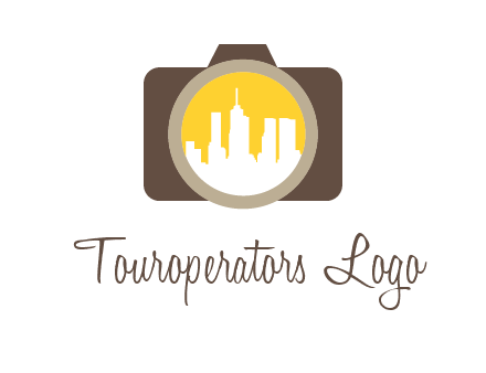 skyscrapers in camera lens photography logo