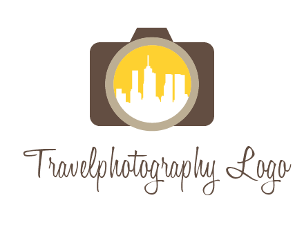 skyscrapers in camera lens photography logo