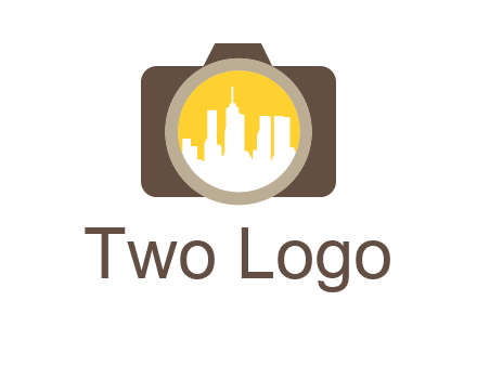 skyscrapers in camera lens photography logo