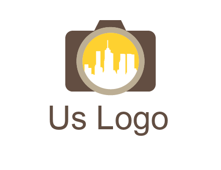 skyscrapers in camera lens photography logo