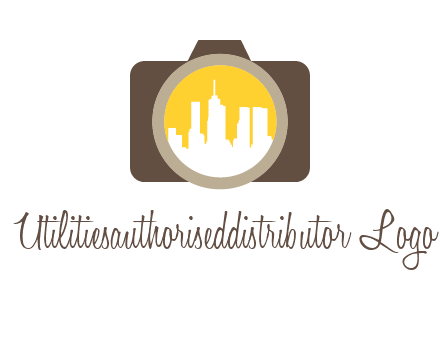 skyscrapers in camera lens photography logo