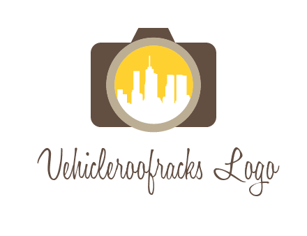 skyscrapers in camera lens photography logo
