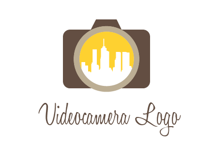 skyscrapers in camera lens photography logo