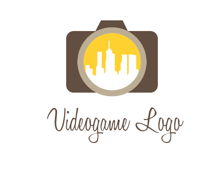 skyscrapers in camera lens photography logo