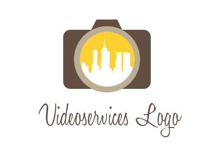 skyscrapers in camera lens photography logo