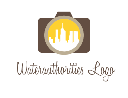 skyscrapers in camera lens photography logo